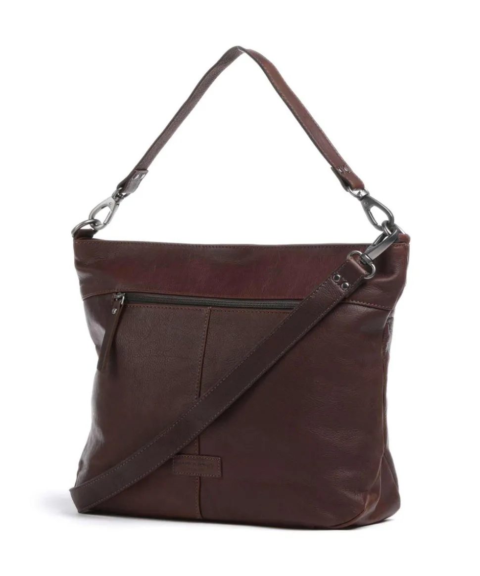 Montreal 24N Beuteltasche genarbtes Leder dunkelbraun