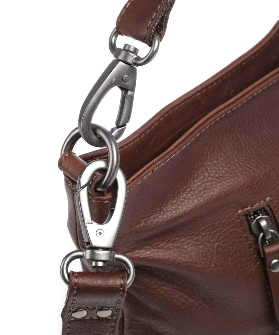 Montreal 24N Beuteltasche genarbtes Leder dunkelbraun