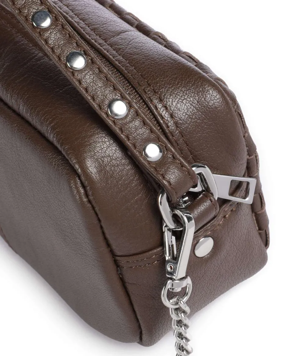 Mountain Lyra Umhängetasche genarbtes Leder dunkelbraun