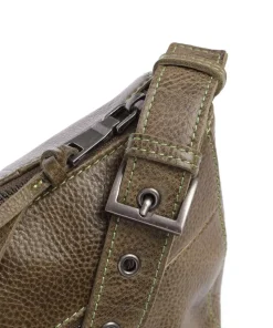 My old Friend Schultertasche genarbtes Leder olivgrün