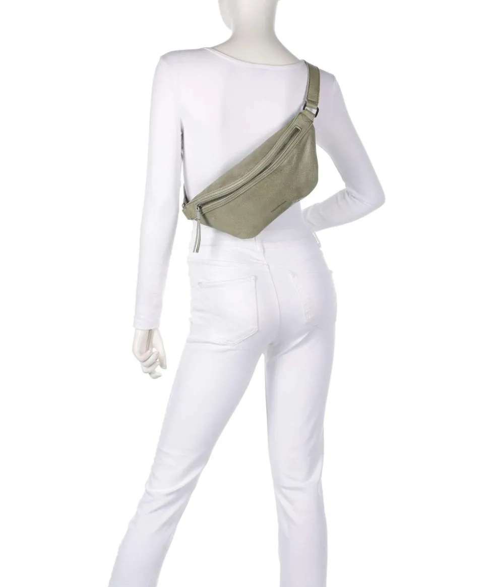 My old Friend Umhängetasche genarbtes Leder graugrün