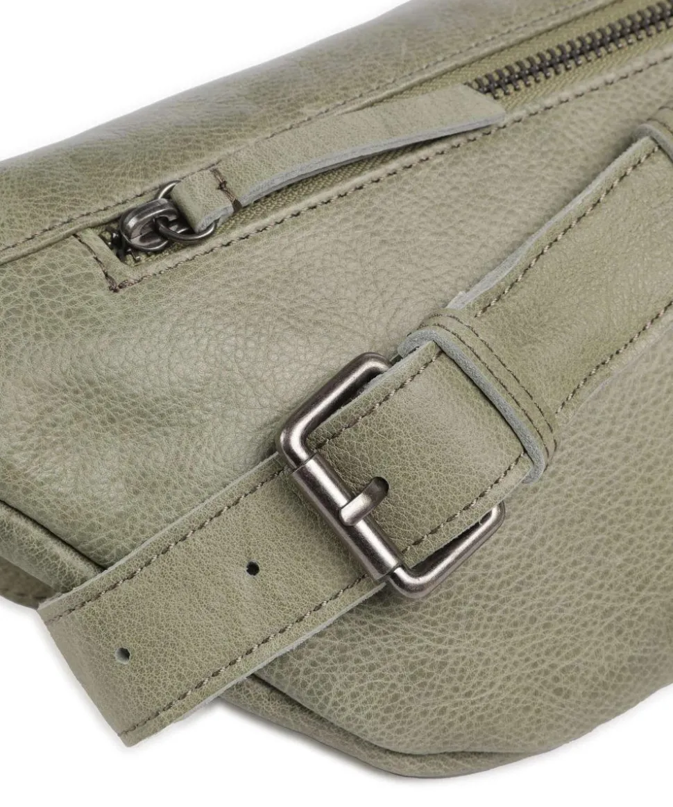 My old Friend Umhängetasche genarbtes Leder graugrün