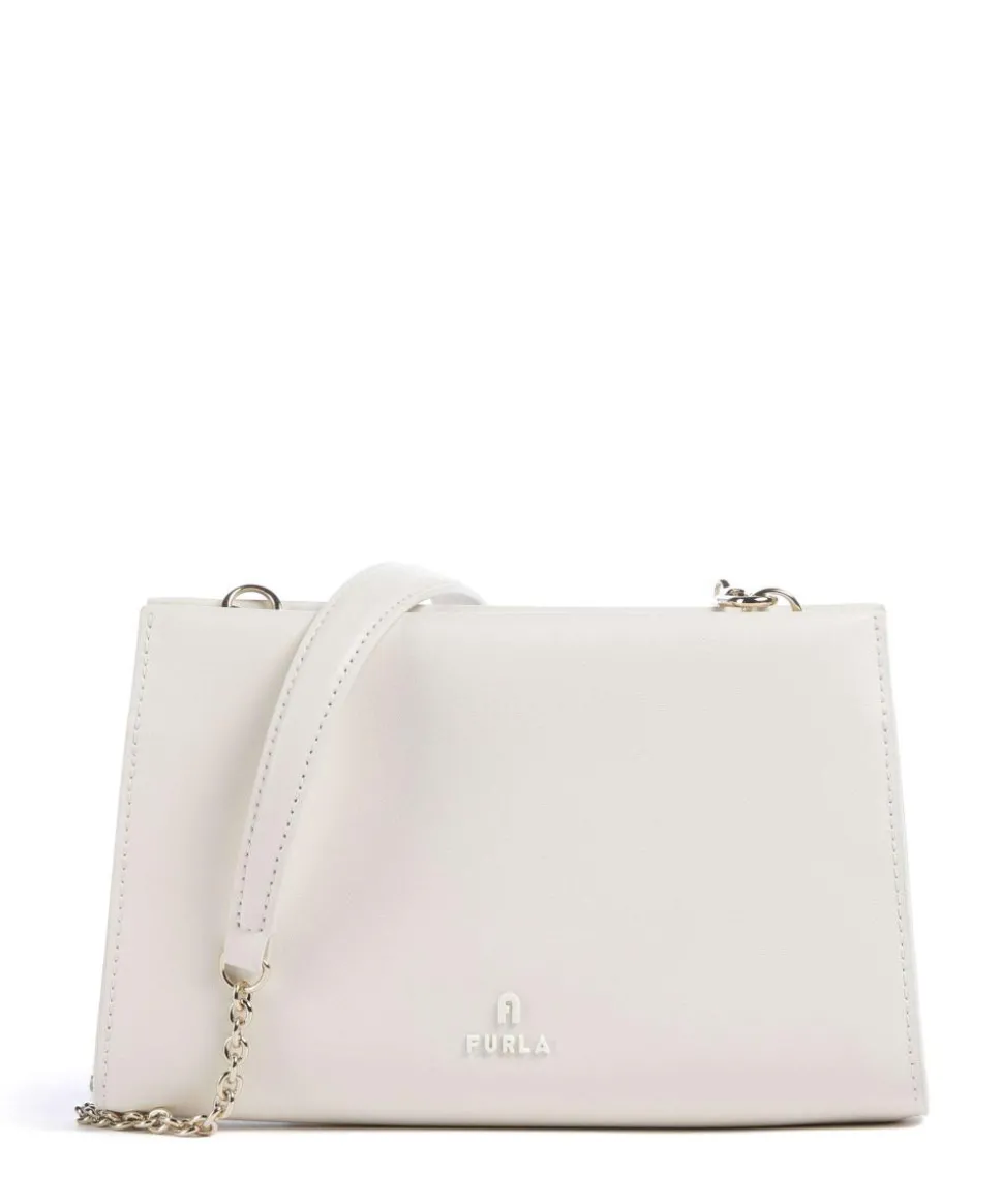 Myfurla Mini Umhängetasche fein genarbtes Leder weiß