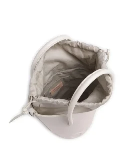 Myrtha Maxi Logo Bucket bag genarbtes Rindsleder weiß