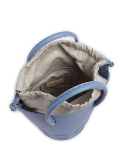 Myrtha Maxi Logo Bucket bag genarbtes Rindsleder blau