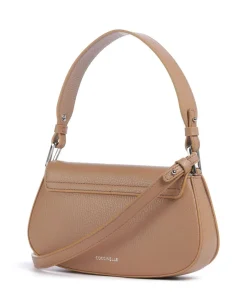 Myrtha Maxi Logo Schultertasche genarbtes Leder hellbraun