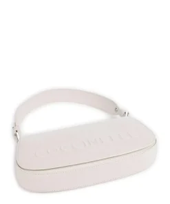 Myrtha Maxi Logo Schultertasche genarbtes Leder weiß