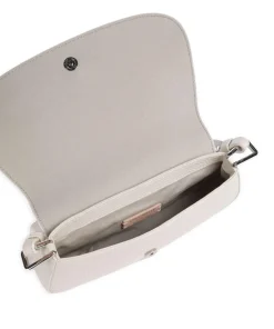 Myrtha Maxi Logo Schultertasche genarbtes Leder weiß