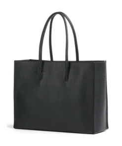 Myrtha Maxi Logo Shopper genarbtes Leder schwarz