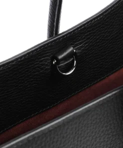 Myrtha Maxi Logo Shopper genarbtes Leder schwarz