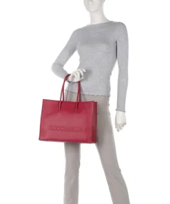 Myrtha Maxi Logo Shopper genarbtes Leder rot