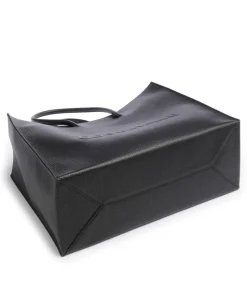 Myrtha Maxi Logo Shopper genarbtes Rindsleder schwarz