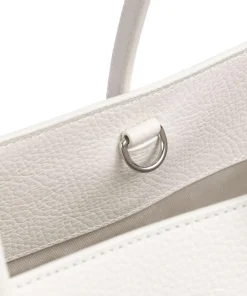 Myrtha Maxi Logo Shopper genarbtes Rindsleder weiß