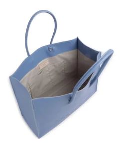 Myrtha Maxi Logo Shopper genarbtes Rindsleder blau