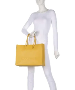 Myrtha Maxi Logo Shopper genarbtes Rindsleder gelb
