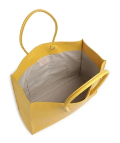 Myrtha Maxi Logo Shopper genarbtes Rindsleder gelb