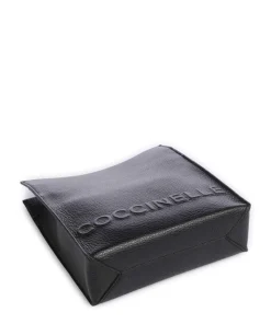 Myrtha Maxi Logo Umhängetasche genarbtes Leder schwarz