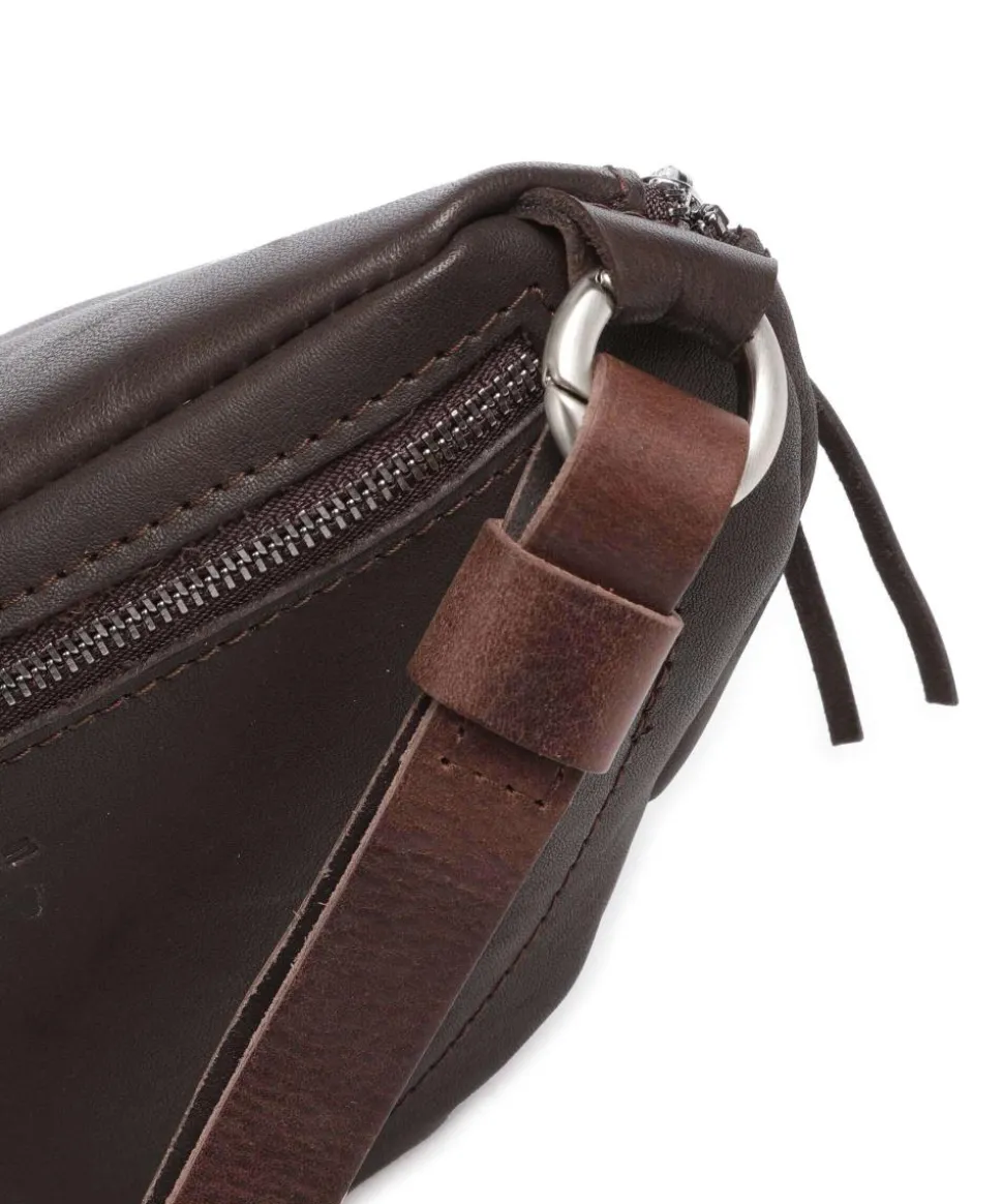 Nabuku Gürteltasche fein genarbtes Rindsleder dunkelbraun