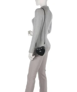 Nappa Mini Heart Umhängetasche Lammleder schwarz