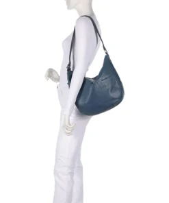 Natural Norah Beuteltasche genarbtes Rindsleder dunkelblau