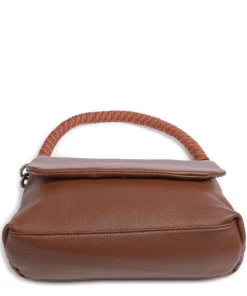 Nea Schultertasche genarbtes Leder braun