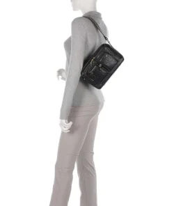 New Zealand Ellie Schultertasche genarbtes Leder schwarz