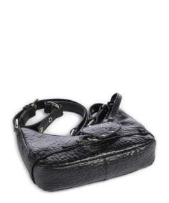 New Zealand Palma Belt Umhängetasche geprägtes Leder schwarz