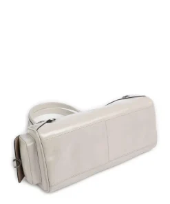 Nika Lack Distressed M Schultertasche Rindsleder elfenbein