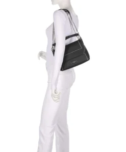 Ninon M Schultertasche genarbtes Rindsleder schwarz