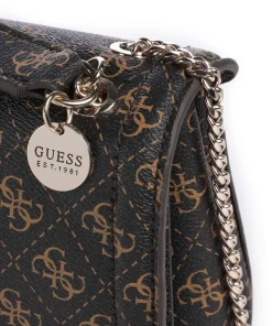 Noelle Q Logo Schultertasche Lederimitat dunkelbraun