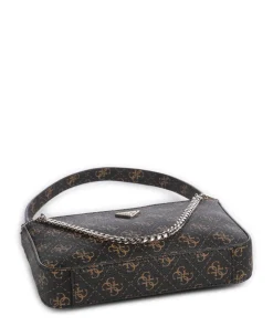 Noelle Q Logo Schultertasche Lederimitat dunkelbraun