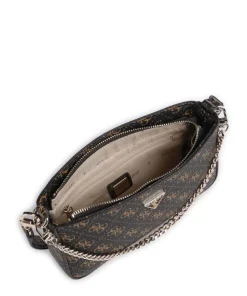 Noelle Q Logo Schultertasche Lederimitat dunkelbraun