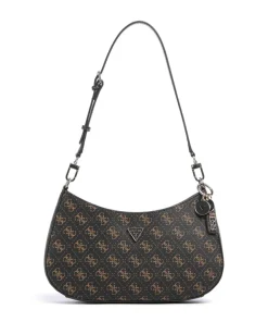 Noelle Q Logo Schultertasche Lederimitat dunkelbraun