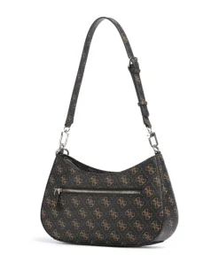 Noelle Q Logo Schultertasche Lederimitat dunkelbraun