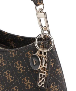 Noelle Q Logo Schultertasche Lederimitat dunkelbraun