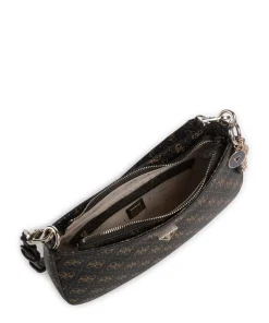 Noelle Q Logo Schultertasche Lederimitat dunkelbraun