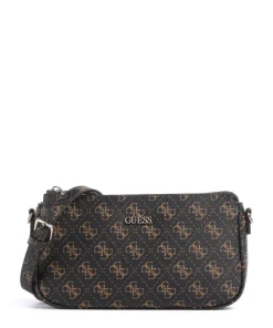 Noelle Q Logo Schultertasche Lederimitat dunkelbraun