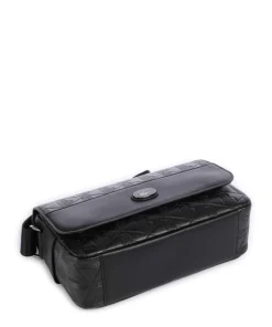 Nomogramme Umhängetasche geprägtes Rindsleder schwarz