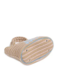 Nora Straw S Handtasche Kunststoff blau/beige