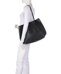 Nordic Simplicity Schultertasche fein genarbtes Rindsleder schwarz