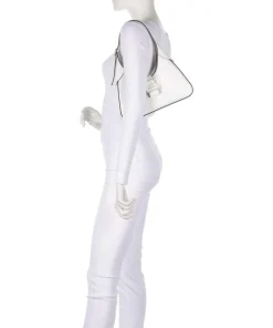 Nouveau Schultertasche fein genarbtes Rindsleder weiß