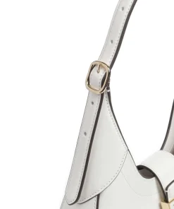 Nouveau Schultertasche fein genarbtes Rindsleder weiß