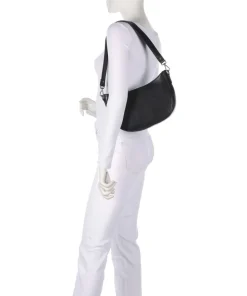 Novum Valentano Schultertasche fein genarbtes Rindsleder schwarz