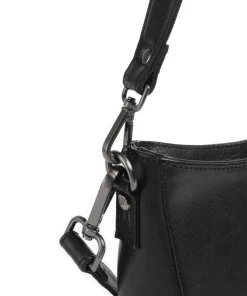 Novum Valentano Schultertasche fein genarbtes Rindsleder schwarz