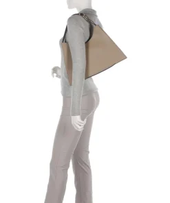 Nuvola L Beuteltasche fein genarbtes Leder taupe