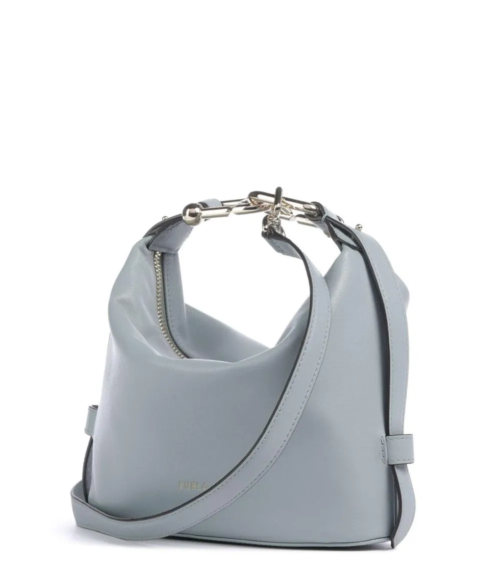 Nuvola Mini Handtasche fein genarbtes Leder hellblau