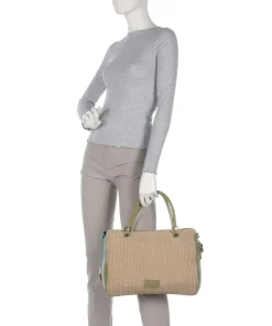 Oceania Karima Handtasche Polyamide, genarbtes Kalbsleder beige/grün