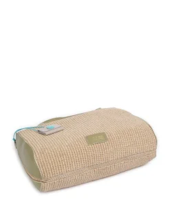 Oceania Karima Handtasche Polyamide, genarbtes Kalbsleder beige/grün