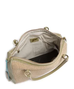 Oceania Karima Handtasche Polyamide, genarbtes Kalbsleder beige/grün