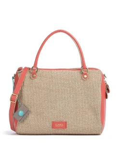 Oceania Karima Handtasche Polyamide, genarbtes Kalbsleder beige/orange